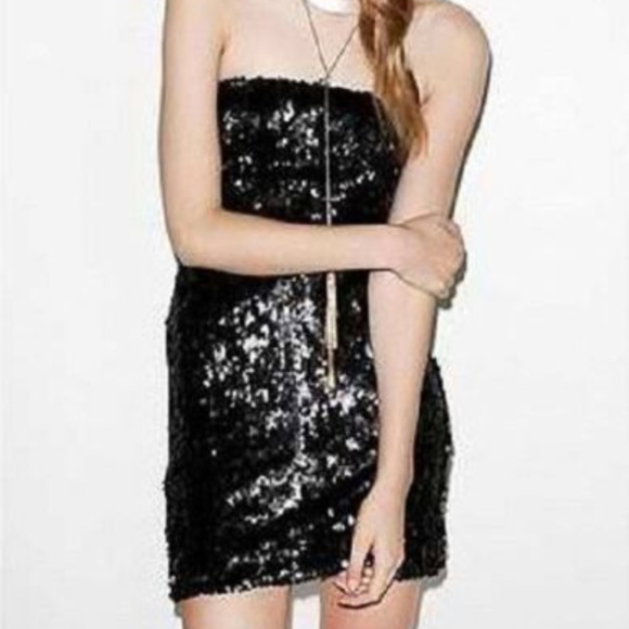 Black Sparkle Strapless Dress